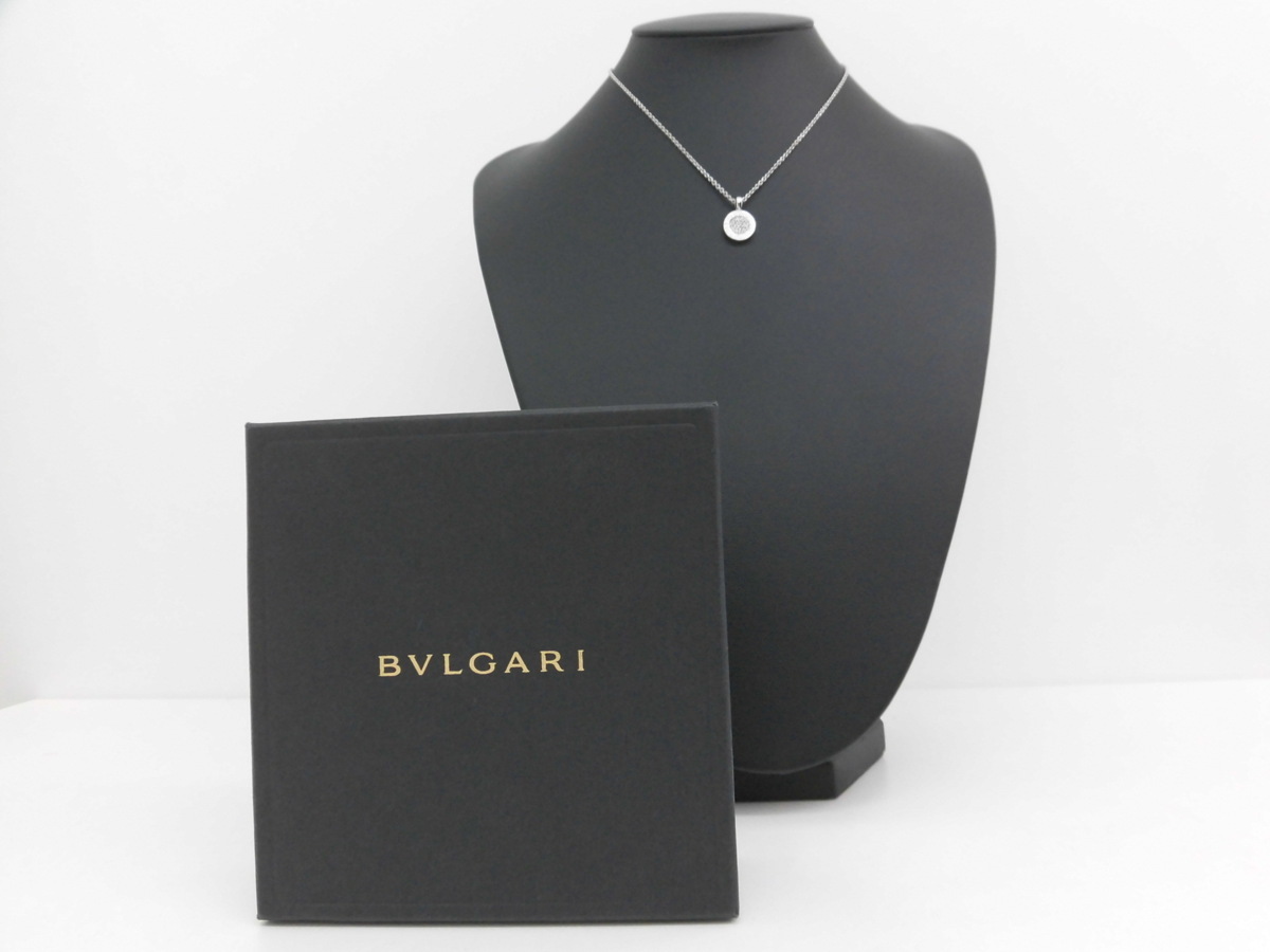 美品 ブルガリ ブルガリ パヴェダイヤ K18WG ホワイトゴールド ペンダント ネックレス 750刻印 10.2g BVLGARI 新品磨き ●P