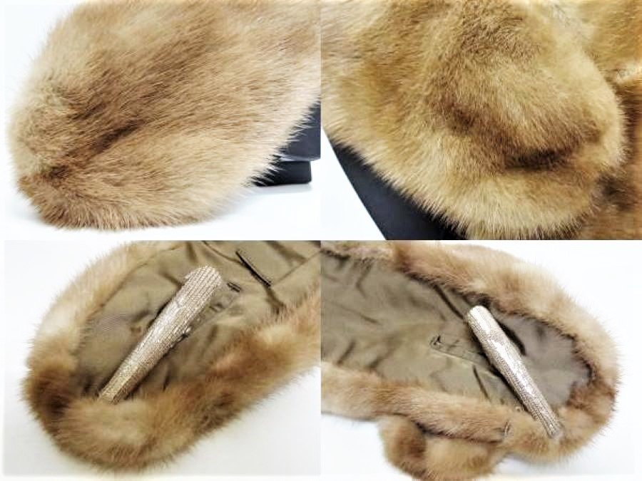 ファー ティペット 付襟 マフラー ブラウン クリップ付き レディース 毛皮 FUR [29]☆P_画像8