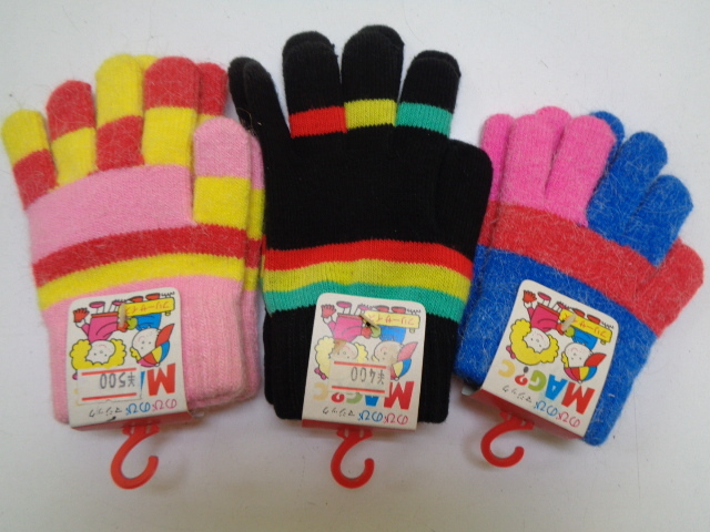 A303-60[1 jpy ~] for children gloves free size 6 point set made in Japan tag attaching Showa Retro unused 