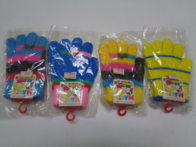A327-60[1 jpy ~] for children gloves free size 8 point set made in Japan tag attaching Showa Retro long-term keeping goods unused 