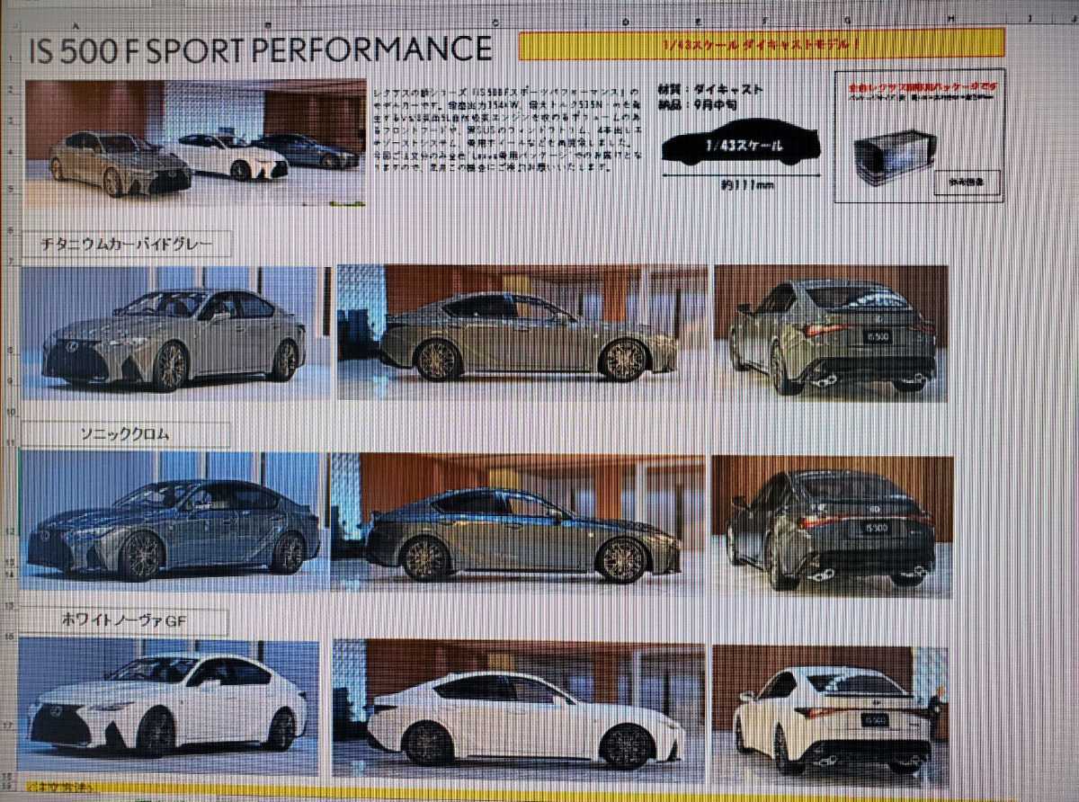 京商1/43ミニカー LEXUS IS500 F SPORT Performance ソニック 京商1/43ミニカー LEXUS IS500 F SPORT Performance ソニック