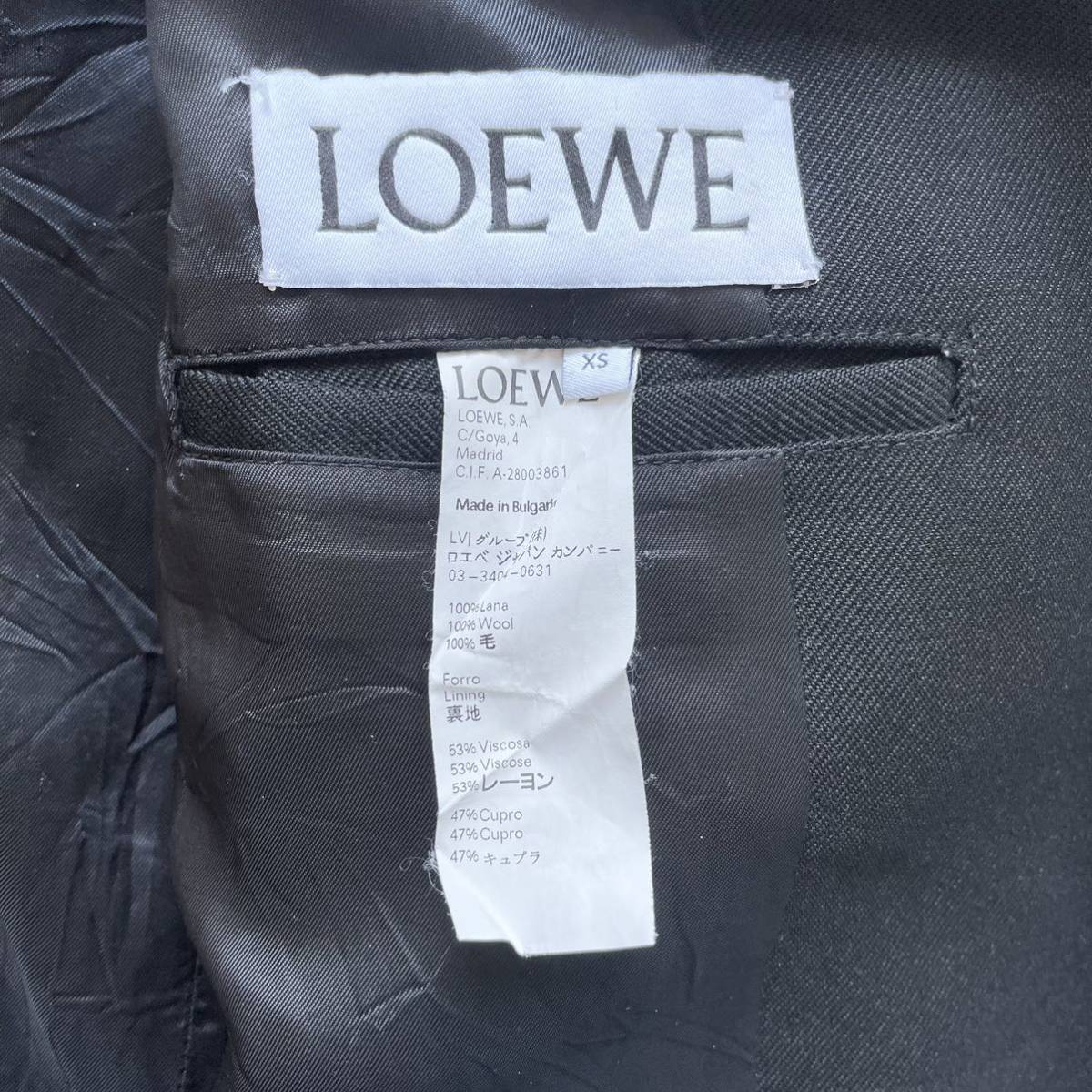 【直営店購入】LOEWE ロエベ シワ加工ライダースジャケットXS 42相当 BIKER JACKET バイカージャケット メンズ JW Anderson 正規品_画像5