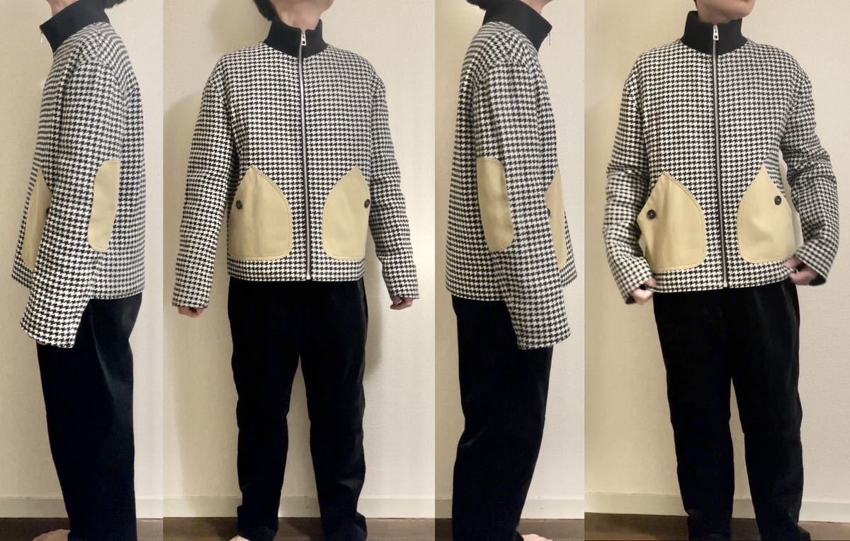 【直営店購入】美品 LOEWE ロエベ HDSTOOTH JACKET PATCH POCKETS 42 千鳥格子 Houndstooth ジャケット ダウン 中綿 JW Anderson アウター_画像8