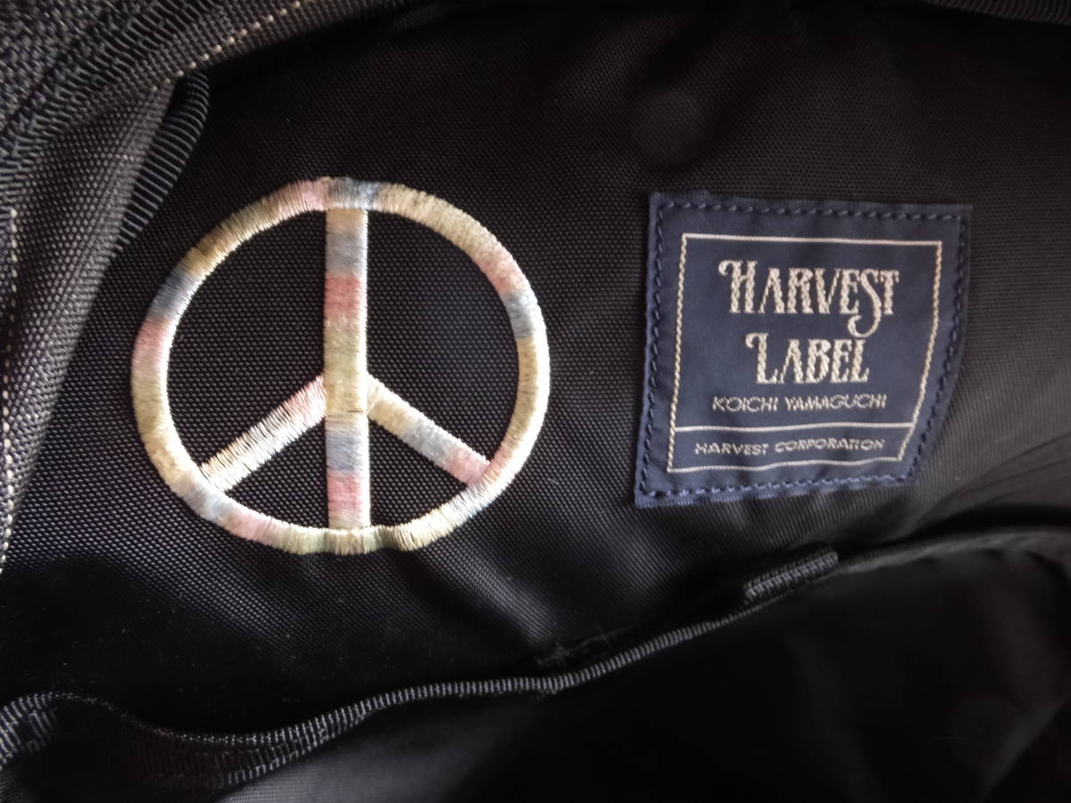 HARVEST LABEL　ハーヴェストレーベル　light force 　バックパック　ライトフォース　ピースマーク刺繍 リュック 黒 ミリタリー　山口幸一_ピースマーク刺繍