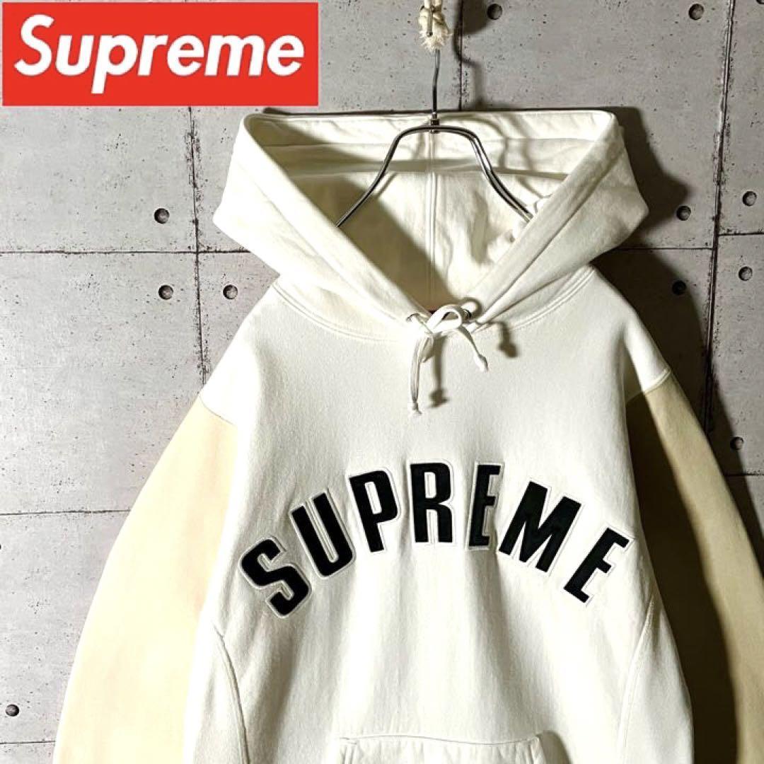 Supreme シュプリーム アーチロゴ スウェット パーカー S カナダ製 マルチカラー 白 ピンク ベージュ 日本正規品 人気モデル　5467