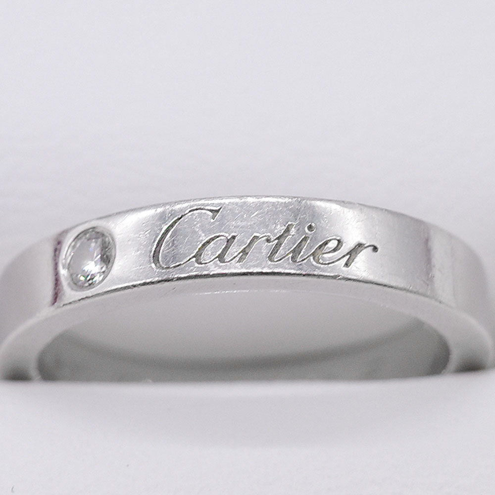 Cartier カルティエ Cドゥ エングレーブド ウェディング リング 指輪 B4051348 Pt950 プラチナ シルバー ダイヤモンド ブライダル_画像4