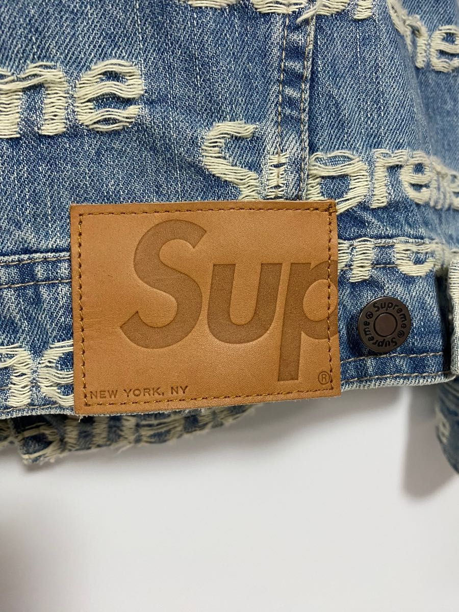 supreme frayed logos denim trucker jacket