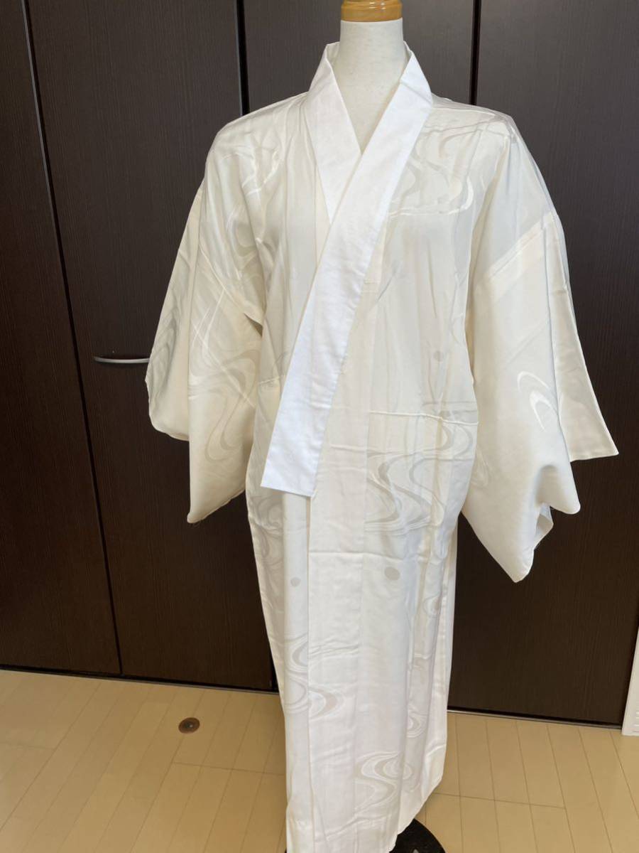 若者の大愛商品 長襦袢 正絹 和装 着物☆ 4188 白色 流水 袖無双☆ 裄
