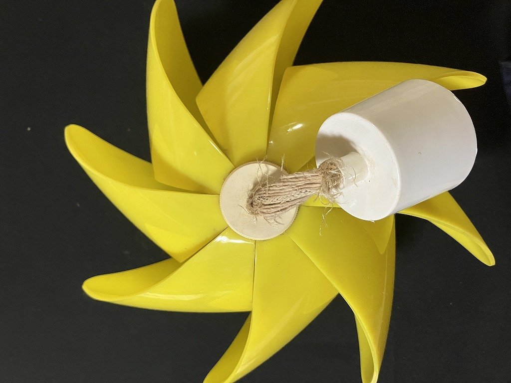 ｔｋ◆120 昭和レトロ・風車型(プラ)シェード黄色・照明器具 松下電器（ナショナル）吊り下げ型（天井）/ OZ2の画像5