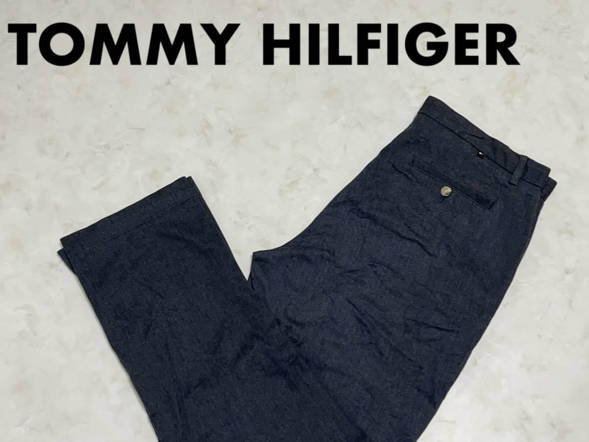 ☆送料無料☆ TOMMY HILFIGER トミーヒルフィガー USA直輸入 古着 パンツ トラウザー メンズ ダークグレー ボトムス 中古 即決_画像1