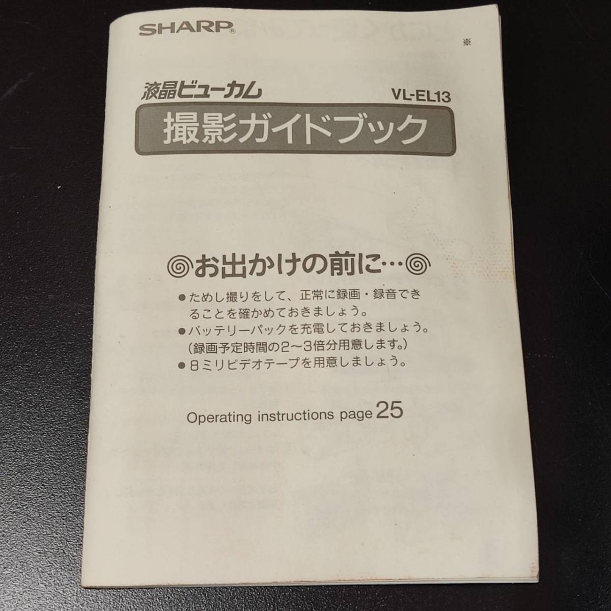 #7236【ジャンク】SHARP VIEWCAM VL-EL13 シャープ ビデオカメラ 保存バッグ、バッテリー、説明書付き 通電確認のみ の画像6