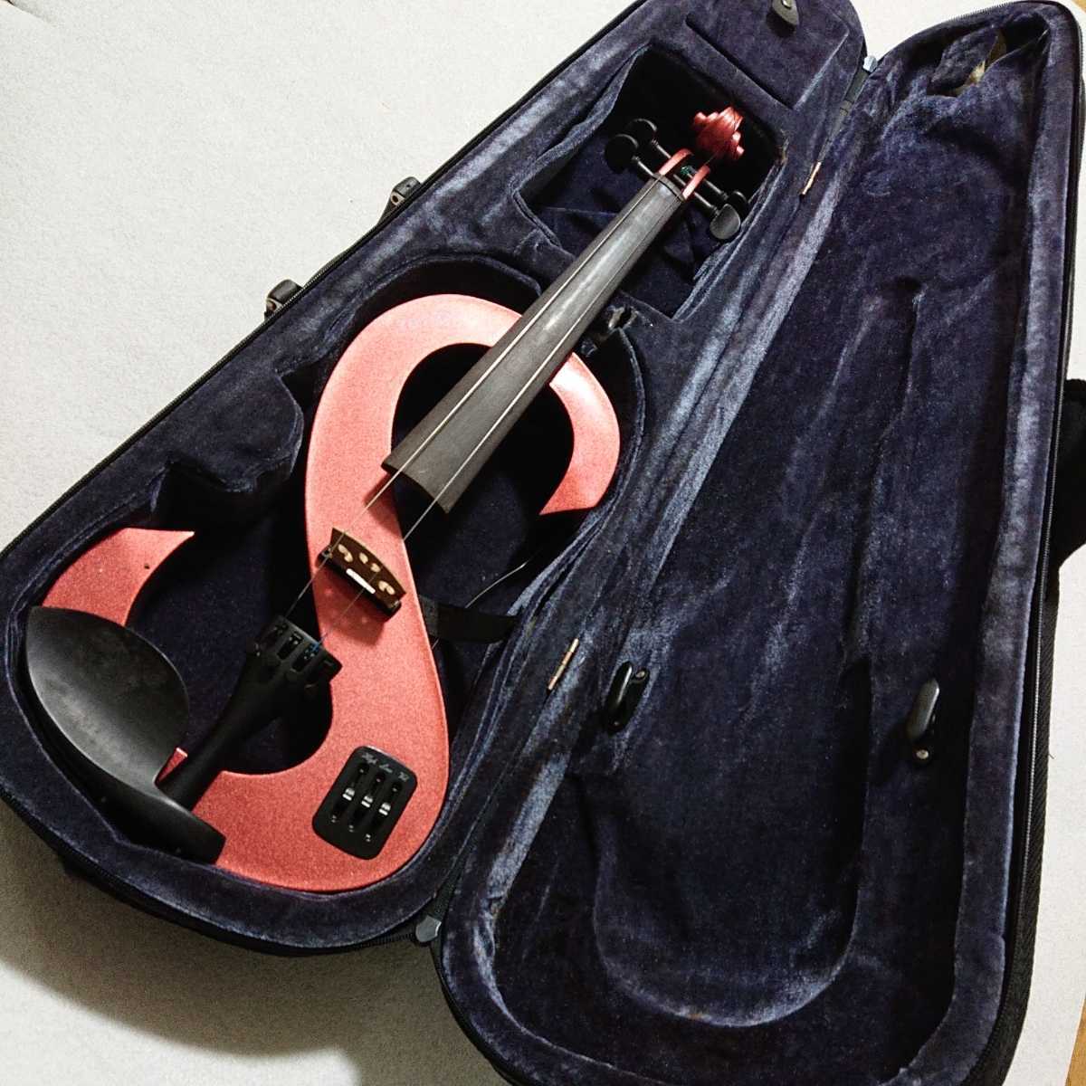 285  バイオリン 練習用 電子バイオリン ケース付属 Ｓ字 ワインレッドの画像1