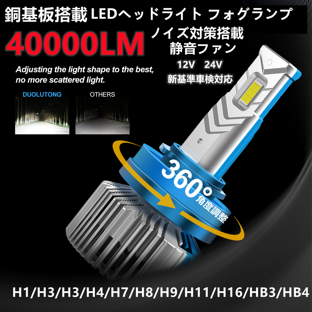 爆光 LED バルブ ホワイト 白 HB4 HB3 フォグランプ ベッドライト