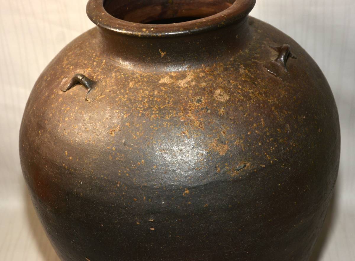 古唐津三つ耳茶壺特大-