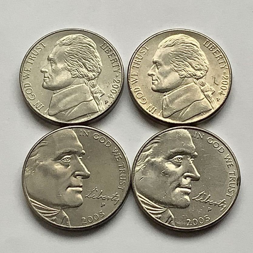 【希少品セール】アメリカ 記念デザイン 5セント硬貨 2004年 2005年 Pミント 各1枚ずつ 合計4枚まとめての画像2