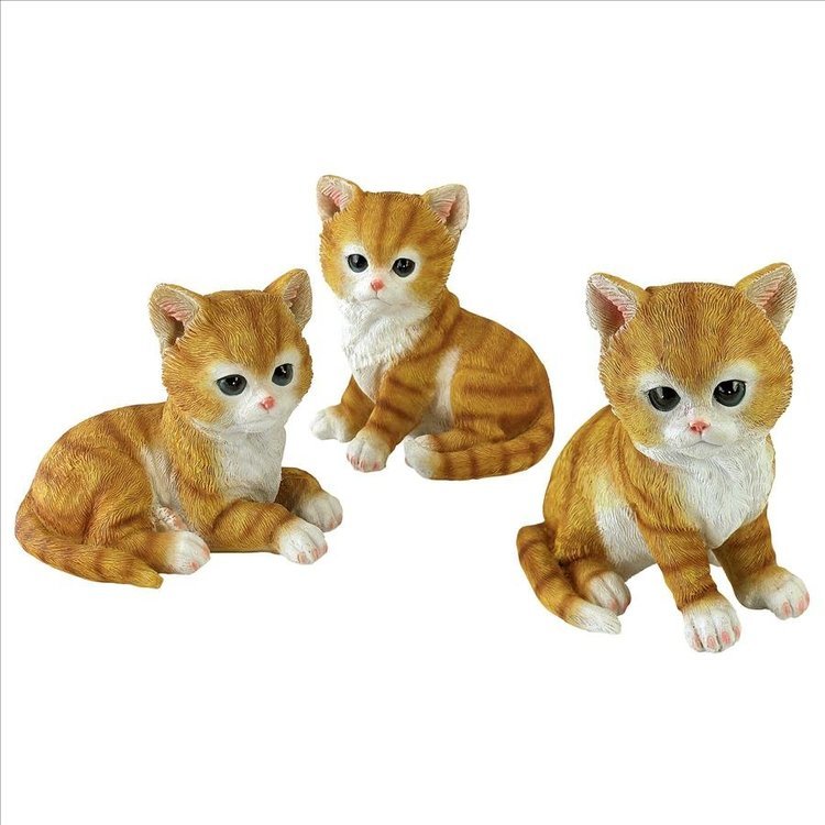 3匹のトラ毛の子猫ちゃん、 赤ちゃんネコ達彫像 装飾彫刻 置物 カフェ パブ ホテル(輸入品_画像2