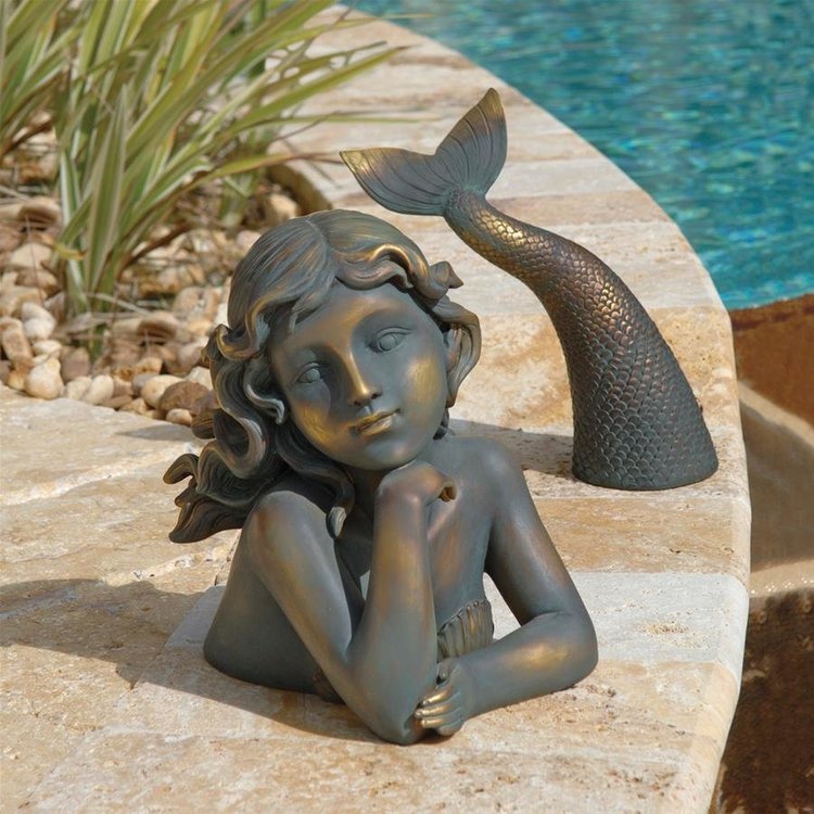メリッサという名前の海のの精霊 人魚 マーメイド彫像 ガーデン彫刻置物 プール(輸入品_画像1