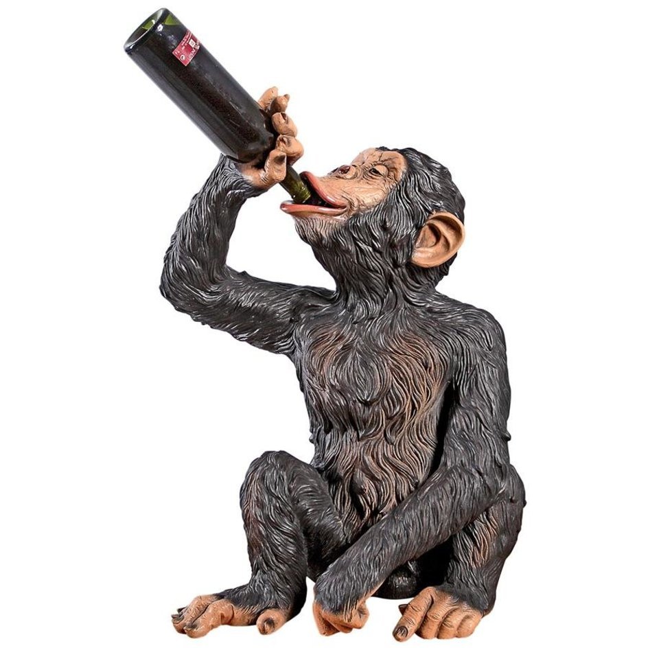アニス酒（アニセッタ）を飲んでいる、チンパンジー彫像 装飾彫刻 置物 カフェ パブ ホテル(輸入品