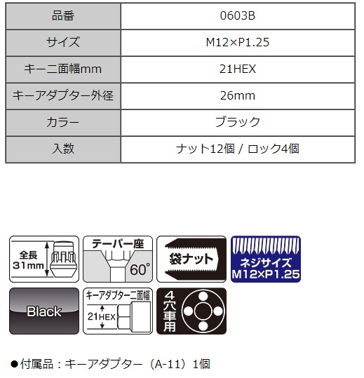 協永産業 盗難防止用ホイールロック＆ナットセット 21HEX(袋タイプ) 0603B KYO-EI Bull Lock＆Nut ブルロック＆ナット_画像2