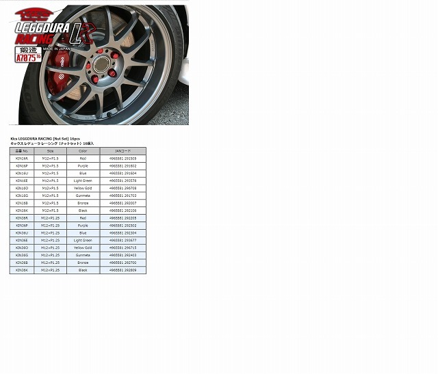 協永産業 ナットセット 16個入 M12xP1.25 テーパー座60°有効ネジ26mm ツバ径24mm　全長35mm KIN36P KYO-EI Kics LEGGDURA RACING_画像2