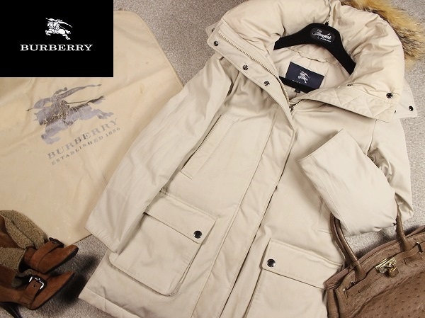 ★良品★ バーバリーロンドン 裏地極厚ダウンフェザー フードファー付き ダウンコートコート 38(M) BURBERRY LONDON_画像2