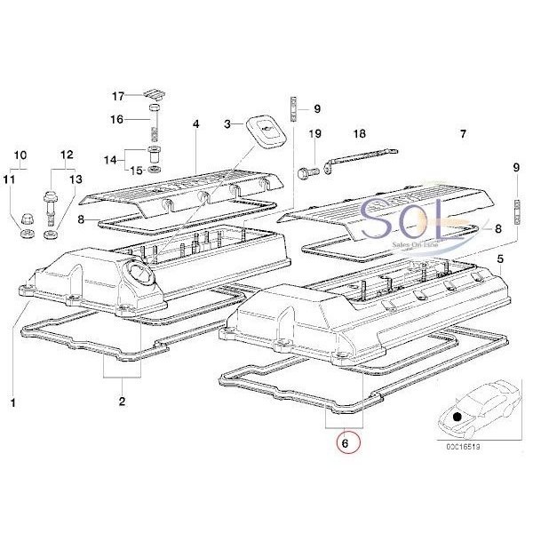 BMW E38 E39 E53 X5 シリンダーガスケット(ヘッドカバーシーリング) 735i 740i 540i 4.4i 4.6is 11120034105 出荷締切18時_画像2