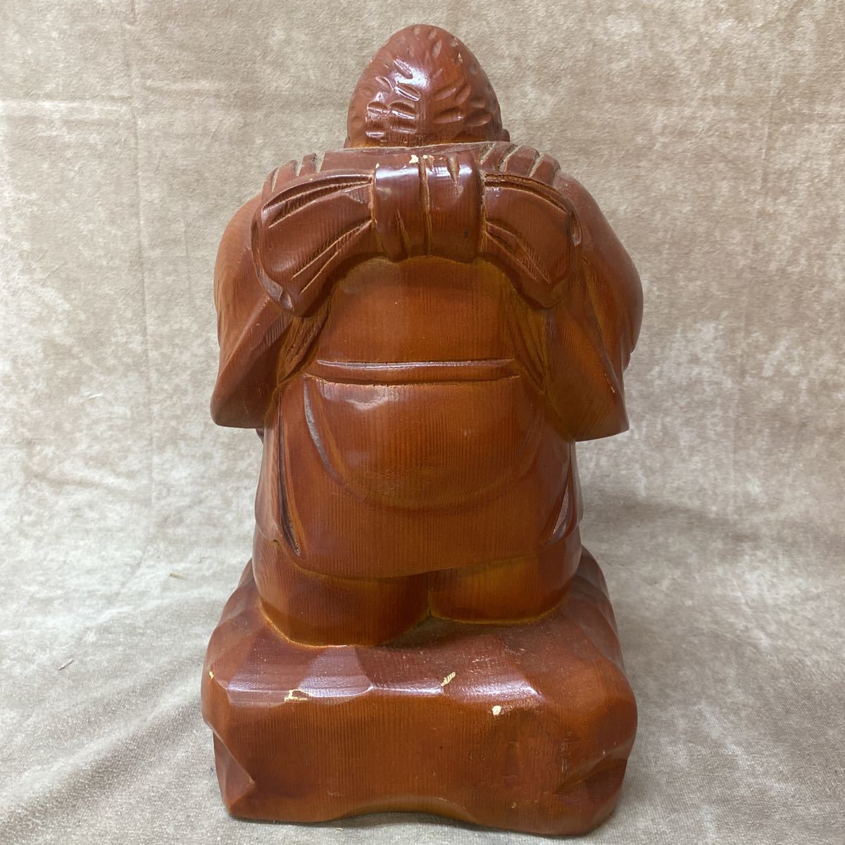 木彫り 白檀製 仏像 福神像 宝田恵比寿神社本尊謹写 恵比寿天像 七福神