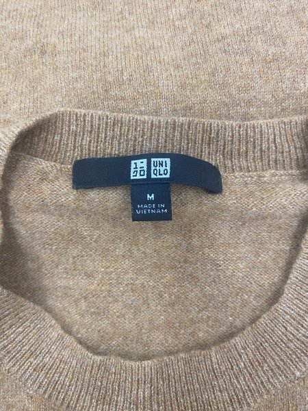 カシミア 100％ UNIQLO ユニクロ クルーネック セーター レディース M トップス 茶 ブラウン系 No.555_画像3