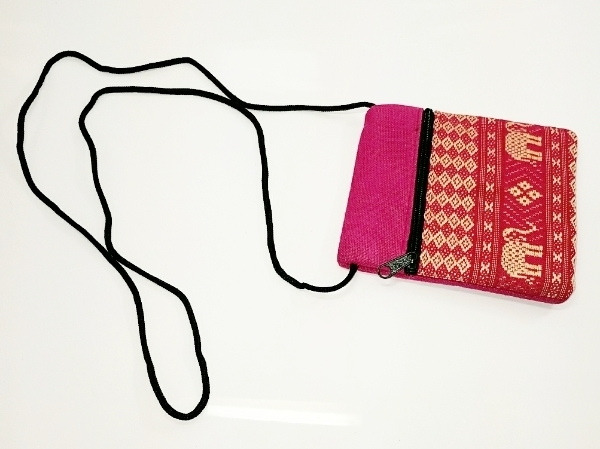 送料無料　アジアン雑貨　タイの布のお財布　ピンク金_画像1