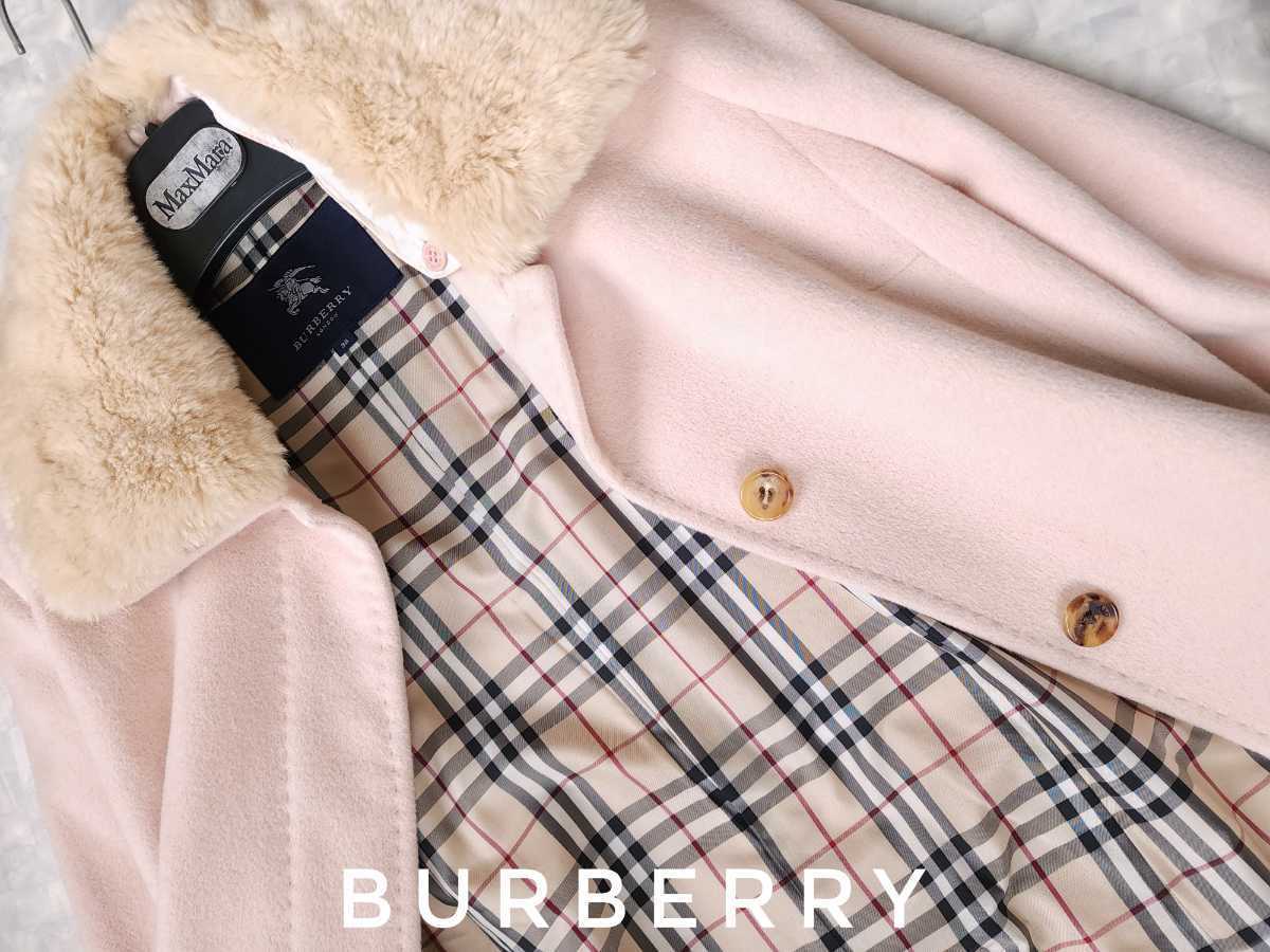 超高級 burberry 一級品バーバリーチェックコート パステルピンク系