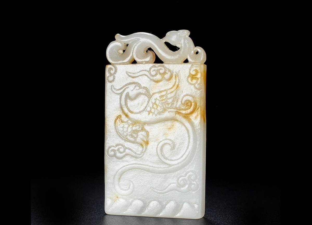 ◇明神◇極上珍品・時代物・古和田玉・鳳紋牌・手彫り・中国古美術 ...