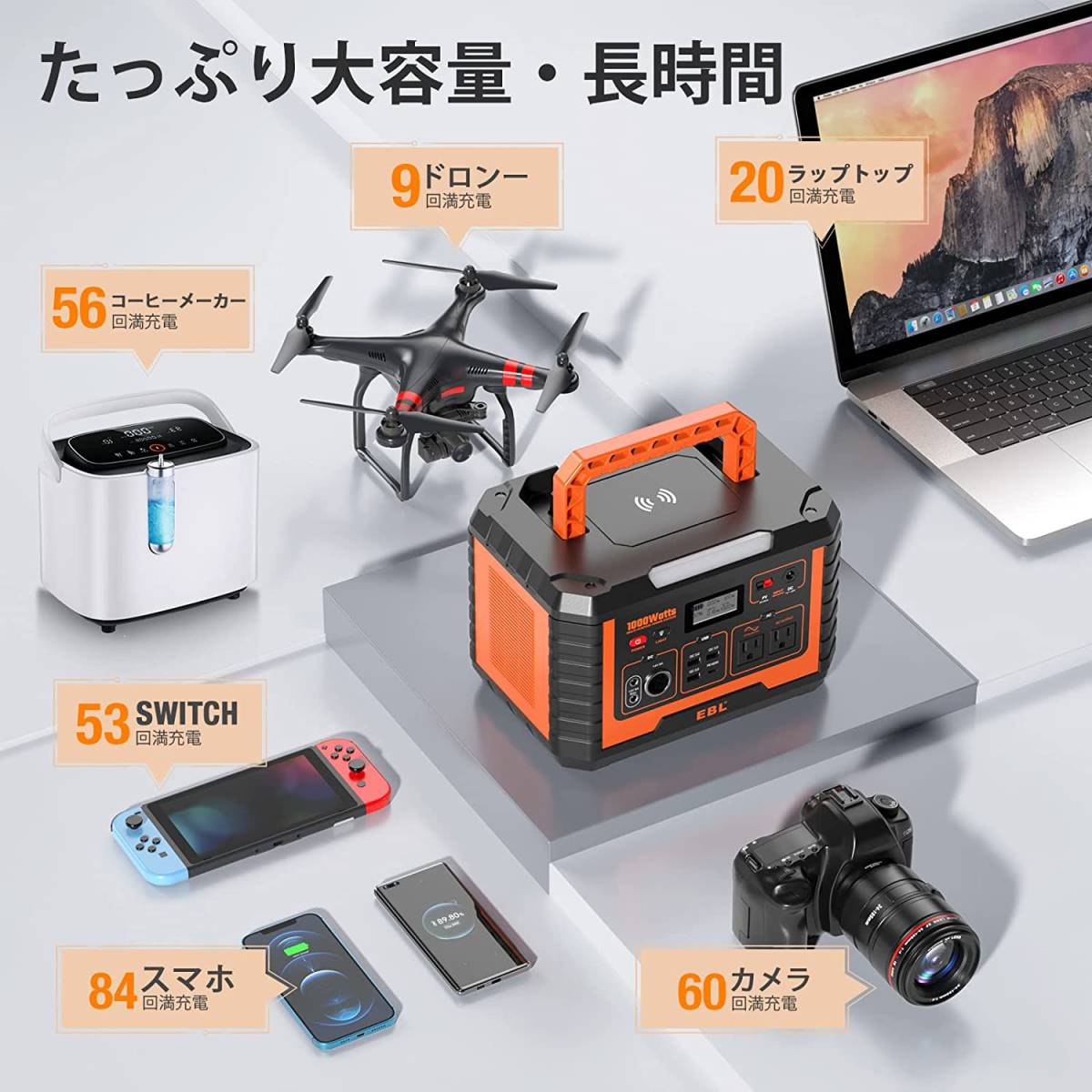ポータブル電源 発電機 大容量 270000mAh/999Wh 家庭 アウトドア PSE