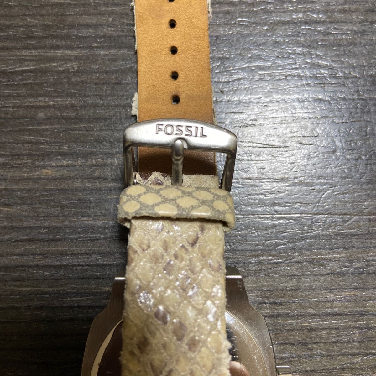 FOSSIL フォッシル へび柄 レザーベルト 腕時計