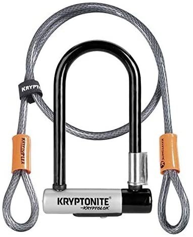 Kryptonite クリプトナイト Kryptolok mini-7 自転車U字ロック Lock with 4-foot Kryptoflex U字ロック ケーブル付き