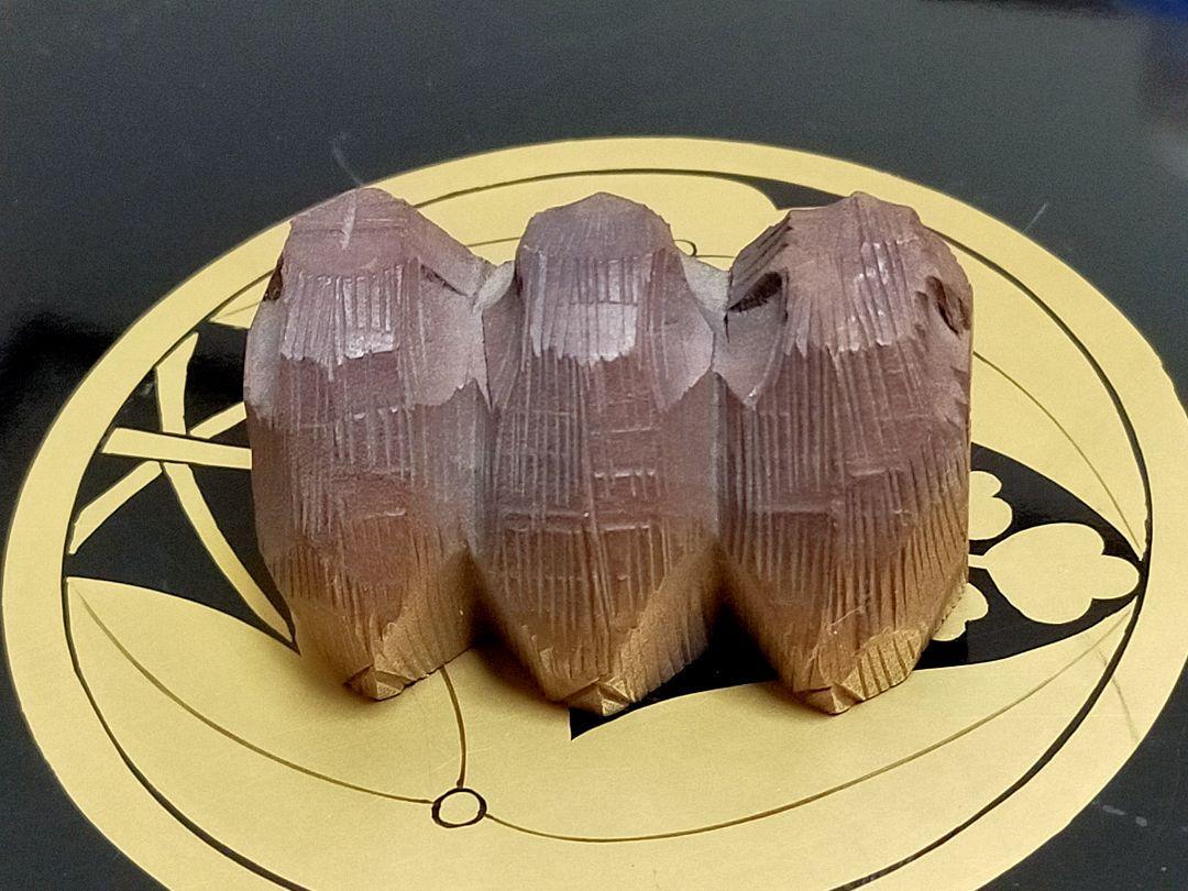◎送料無料◎蔵くら◎ 三猿 置物 木彫り 52mm ◎ 230114 M Z お土産 骨董 古玩 中国 レトロ アンティーク