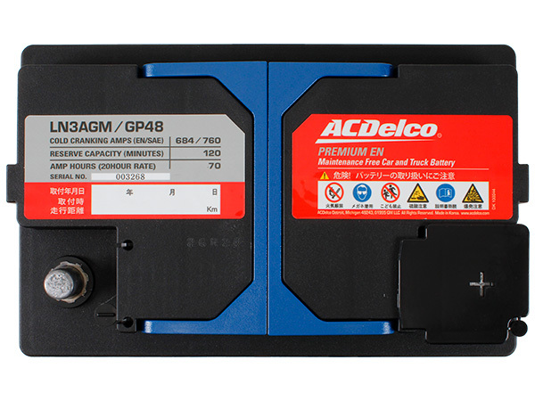 【ACDELCO 正規品】バッテリー LN3AGM メンテナンスフリー アイドリングストップ対応 VW 10-14y トゥアレグ 7P_画像4