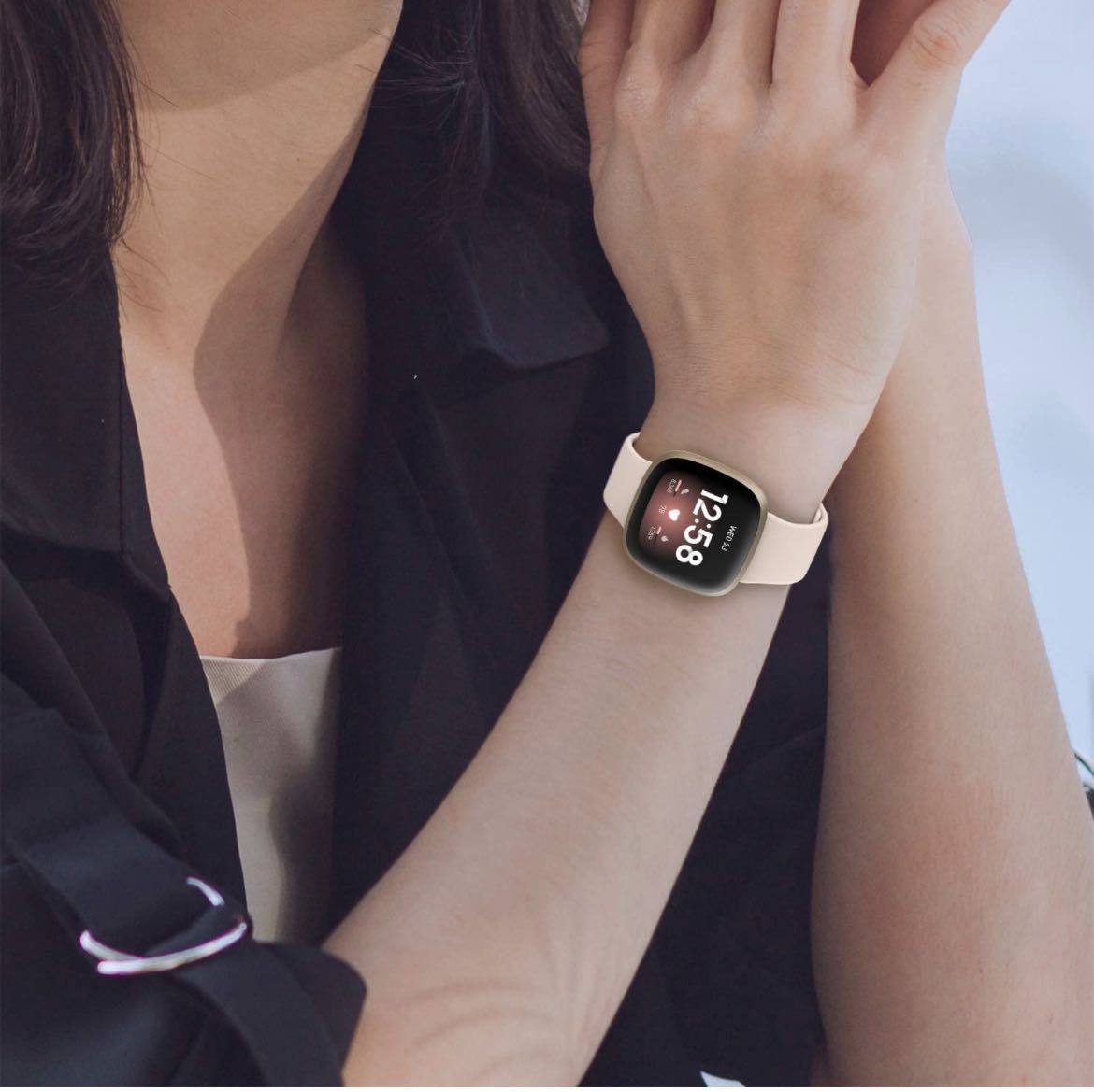 [3本セット]スポーツバンドfor Fitbit Versa 3バンド、Fitbit Senseバンド、女性&男性用ソフトシリコン調整可能交換リストバンド　高品質_画像7
