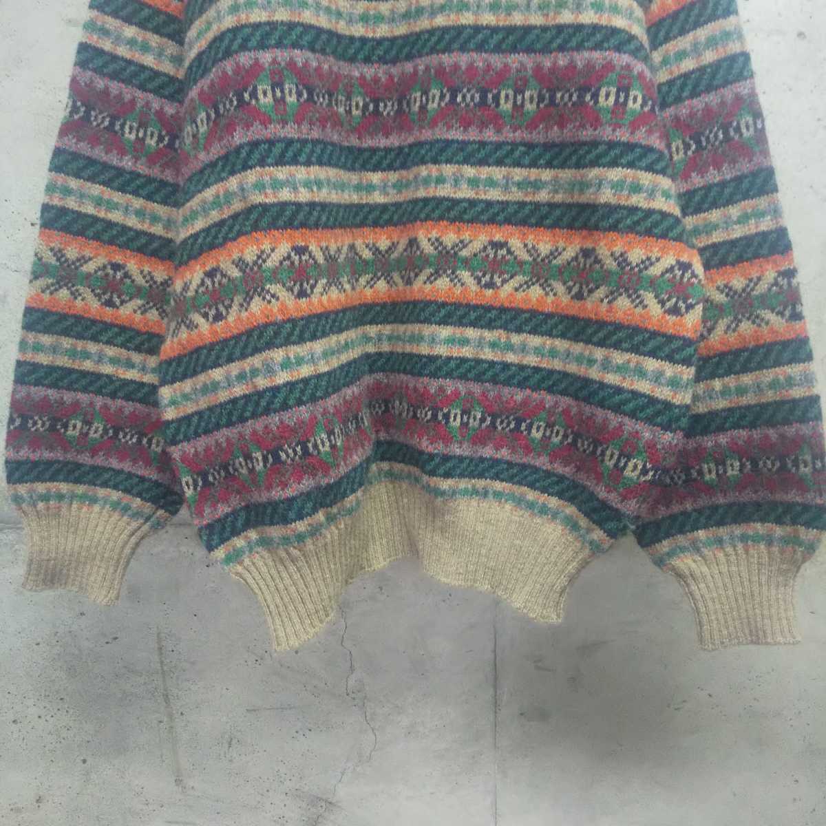 90s BENETTON / ベネトン ウールニット 総柄 vintage ニット セーター イタリア製 vintage ヴィンテージ ビンテージ used 古着_画像6