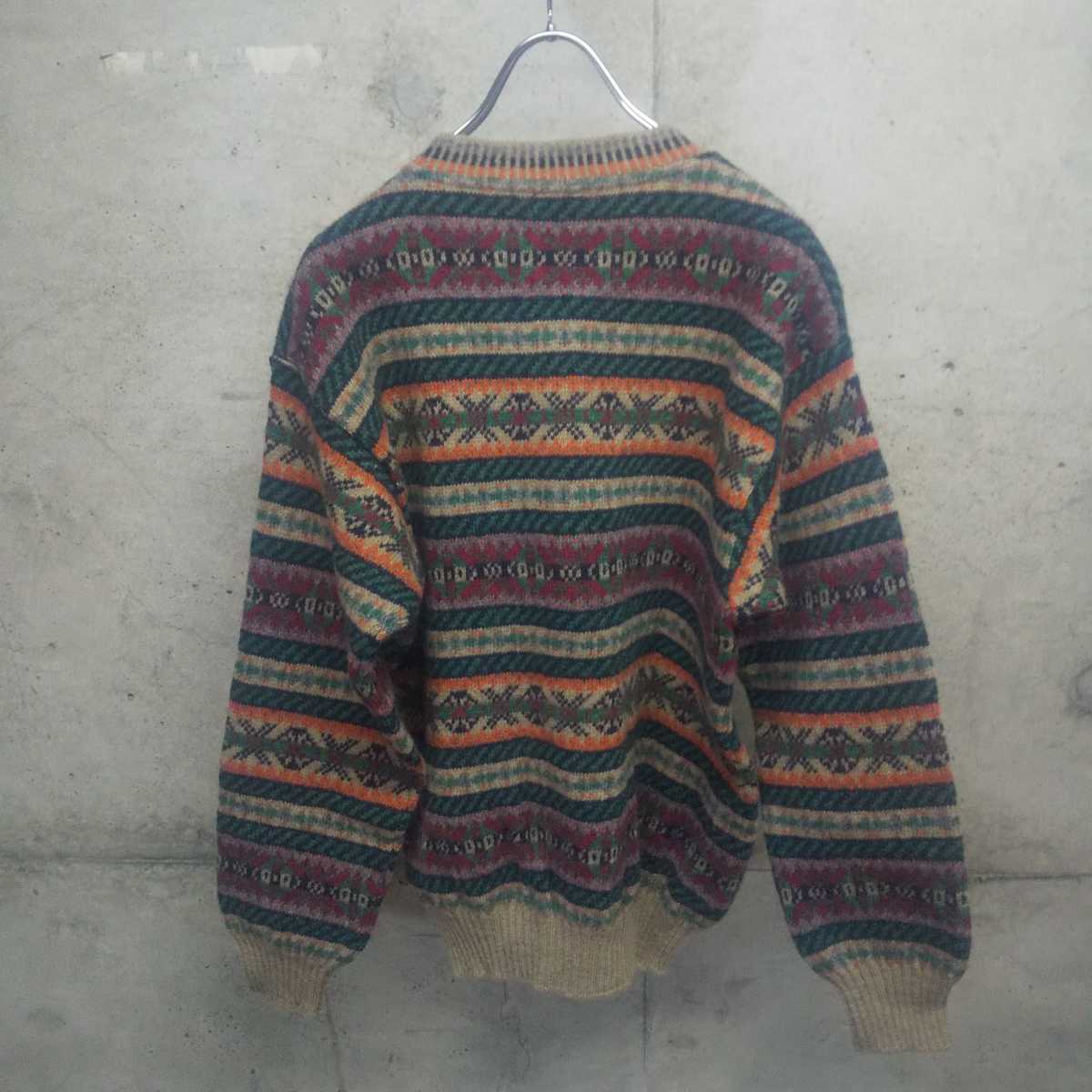 90s BENETTON / ベネトン ウールニット 総柄 vintage ニット セーター イタリア製 vintage ヴィンテージ ビンテージ used 古着_画像3