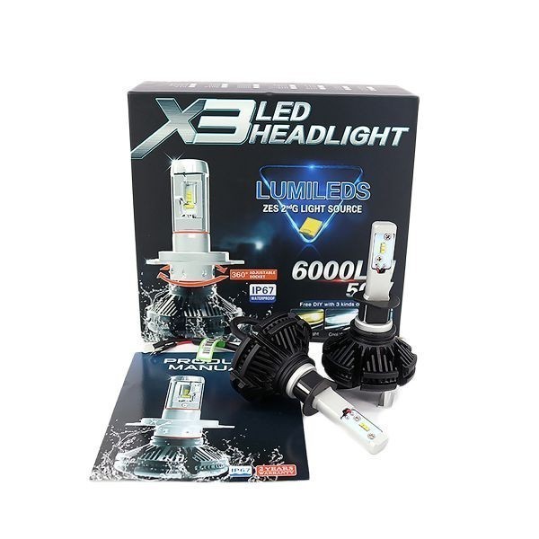 LED H1 2個入り LEDヘッドライト フォグランプ 6000LM ZESチップ 12V 24V 6500K 3ヶ月保証「X3HL-H1.A」_画像3