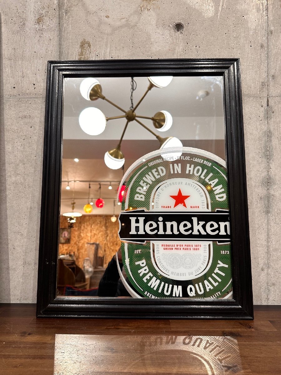 訳あり】 アメリカ雑貨 鏡 パブミラー Heineken インテリア 壁掛け