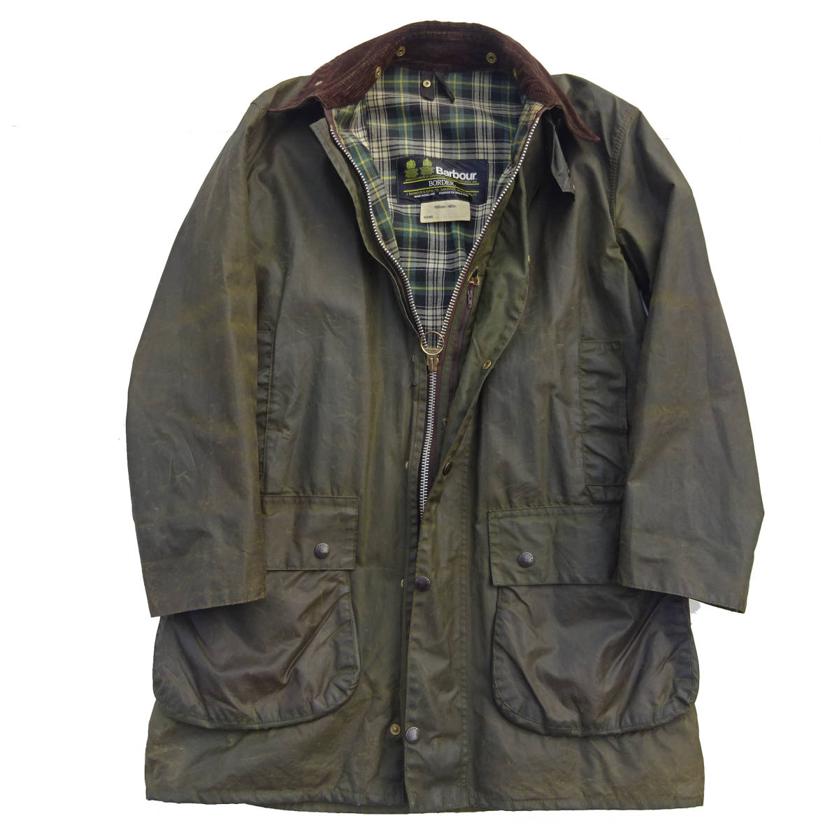 英国製　1980'S　1985年製　Barbour　バブアーボーダー BORDER ビンテージ2ワラント2クレスト時期イギリス製オイルドジャケットコート40_画像3