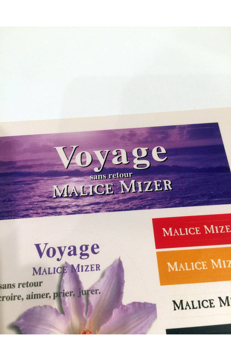 即決 新品 MALICE MIZER Voyage シール ステッカー マリスミゼル ヴォヤージュ 1996 Mana Kami KOZI Yu〜ki Camui-Gackt Midi:Nette の画像3