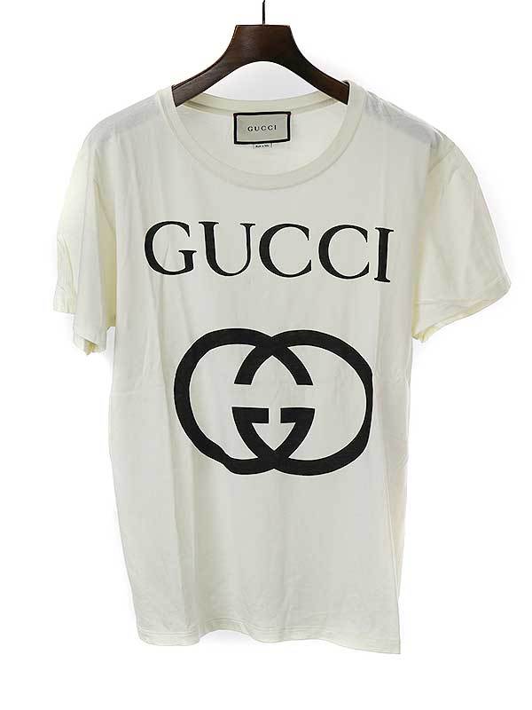 GUCCI グッチ インターロッキングロゴプリントTシャツ アイボリー系