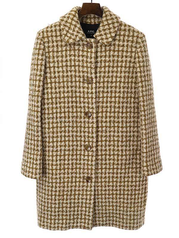 着後レビューで A.P.C アーペーセー 千鳥柄ウールツイードステンカラー ...