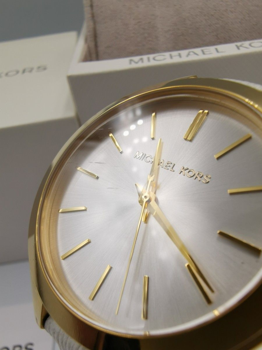 MICHAEL KORS マイケル・コース レディース腕時計☆ゴールド3針☆ビッグフェイス☆電池交換済み