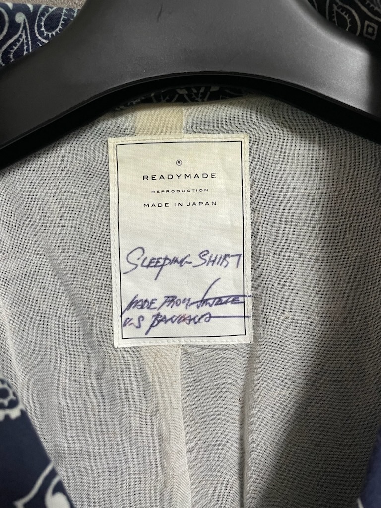 国内正規 READYMADE SLEEPING SHIRTS バンダナ プリント スリーピング