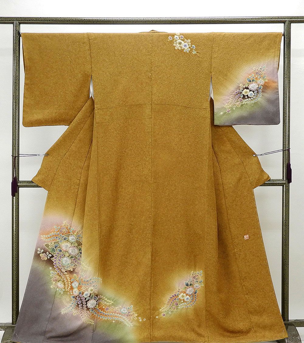 訪問着 未着用美品 正絹 東京染伝統工芸士 金田昇 絞り辻が花模様 身丈 ...