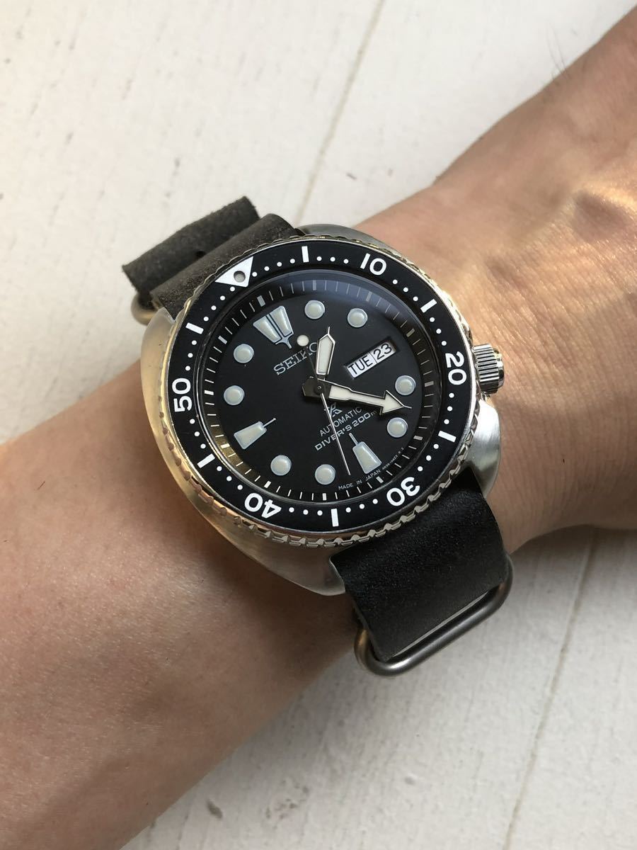 ☆ 新品 ハンドメイド ラグ幅22mm NATOストラップ ロロマレザー ブラック SEIKO ダイバーズ サード SBDY015 SRP777 skx007 SBDY049 6306 _画像5