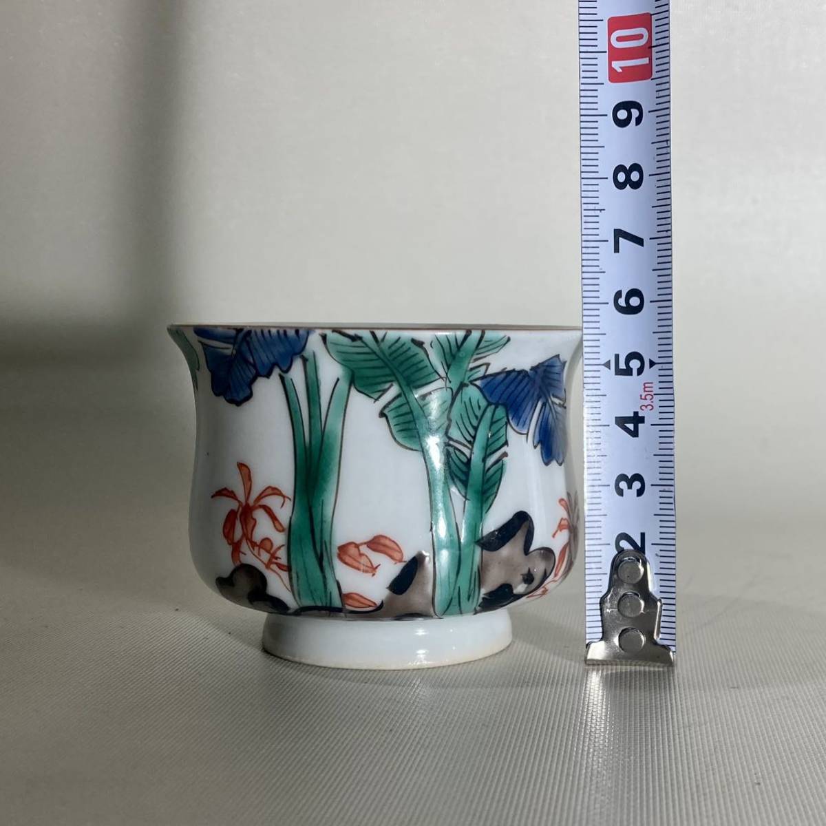 須田菁華 九谷焼 色絵 芋葉文 煎茶器 茶碗 9客 茶道具 箱付き 灯 須田菁華 九谷焼 色絵 芋葉文 煎茶器 茶碗 9客 茶道具 箱付き 灯